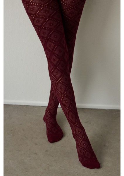 Bordo Colosio Baklava Desenli 100 Denye Mat Külotlu Çorap fiyatları