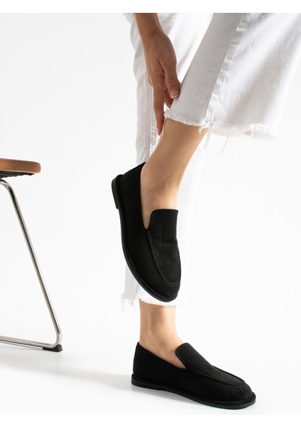 Konforlu Kadın Süet Mokasen Ayakkabı Loafer