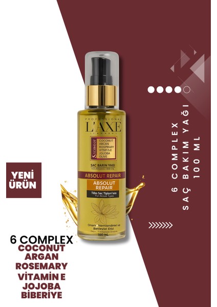 6 Complex Saç Bakım Yağı 100 ml ( Biberiye+Argan+Coconut+Rosemary+Vitamin E+Zeytinyağı) fırsatları