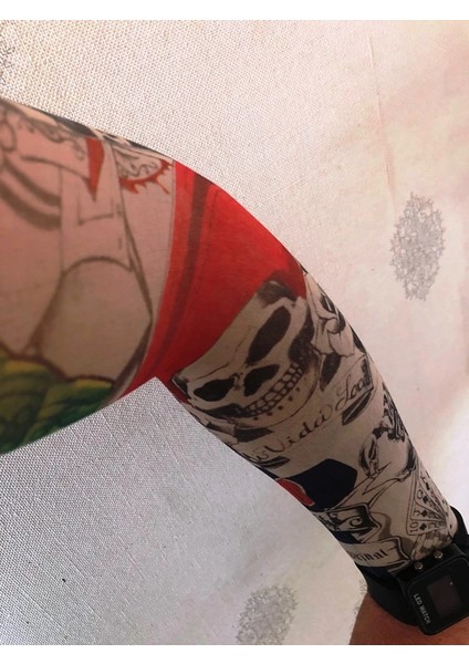 Çift Kol Giyilebilir Dövme Kuru Kafacı Desenler Tattoo Sleeve
