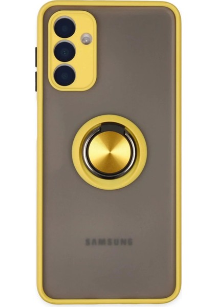 Bfs Samsung Galaxy A04S Kılıf Montreal Yüzüklü Silikon Kapak - Sarı
