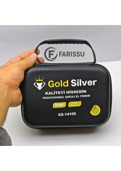 Gold Silver GS-14100 50W 5000 Lümen Profesyonel Şarjlı El Feneri