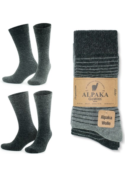 Alpaka Yünlü Çizgili Termal Kışlık Çorap 3098