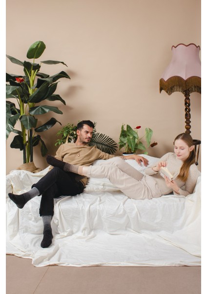 Alpaka Yünlü Çizgili Termal Kışlık Çorap 3098 indirimleri