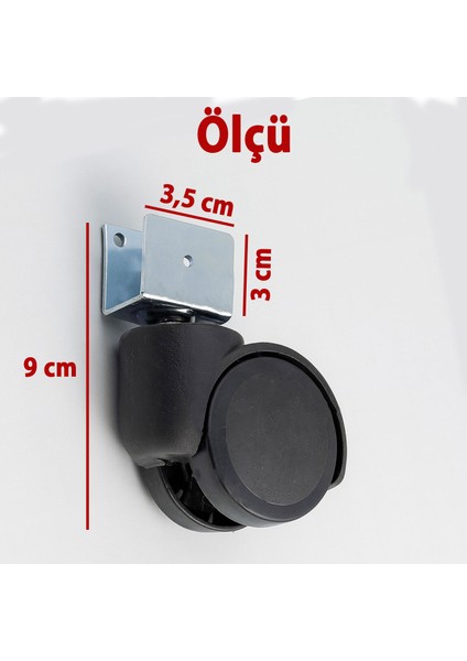 Koltuk Tekeri Kısa U Tablalı Dönerli Siyah Metal Gövde Dayanıklı Yapı 360 Derece Döner Mekanizma fiyatları