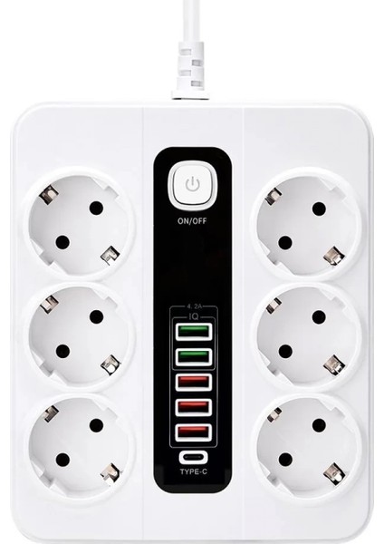 HP-H04 3000W 10AMPER 6’lı 2metre Uzatma Kablolu Çoklu Termal Akım Priz modelleri