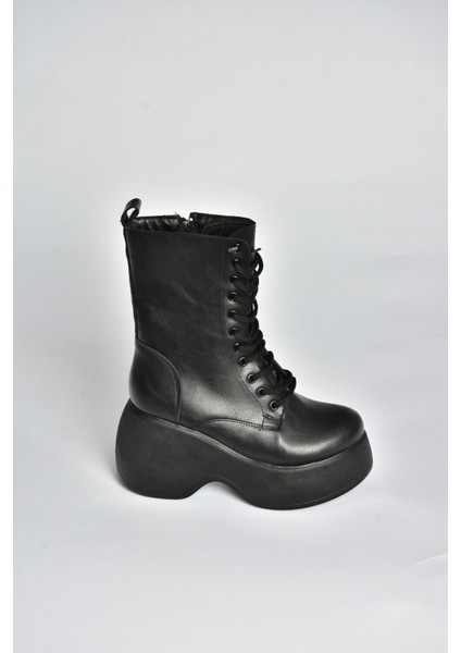 V965202109 Siyah Kalın Dolgu Tabanlı Kadın Bot indirimleri