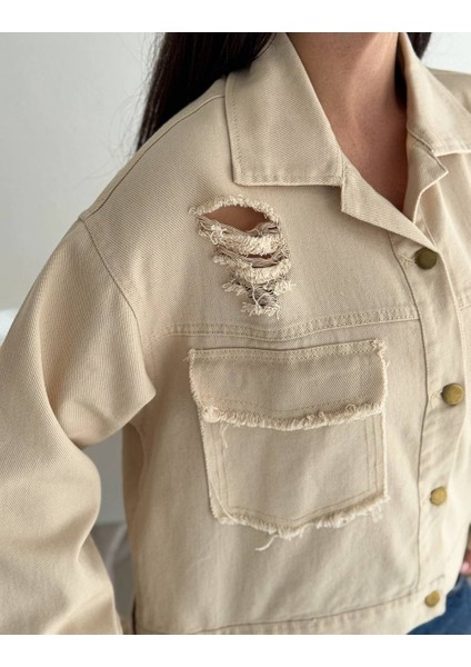 Yırtıklı Püskül Detaylı Gabardin Ceket fiyatları