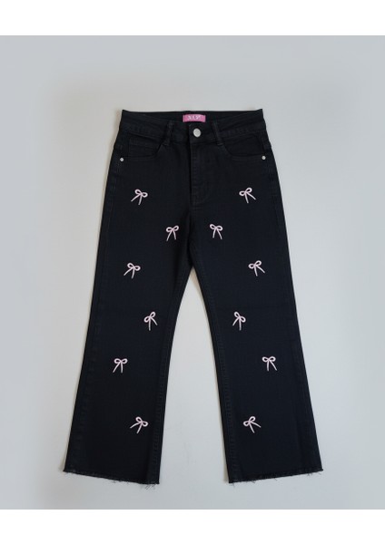 Kız Çocuk Fiyonk Işlemeli Kot Pantolon fiyatları