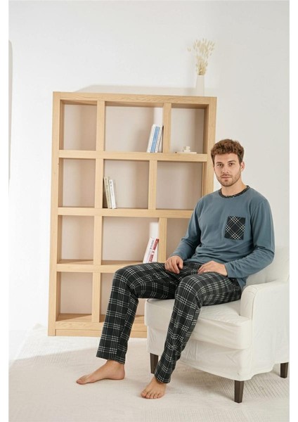 Siyah Gri Ekose Desenli Elegant Erkek pijama takımı fiyatları