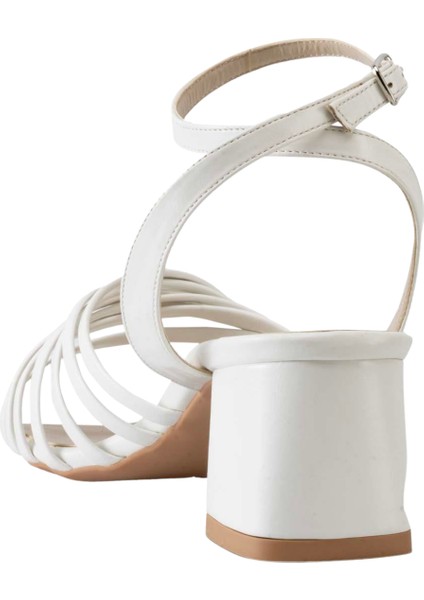 Kadın Topuklu Sandalet Kırık Beyaz indirimleri