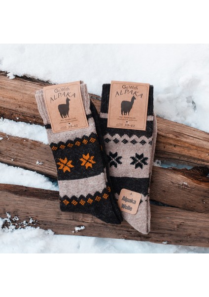 Alpaka Yünlü Çizgili Termal Kışlık Çorap 3097 indirimleri