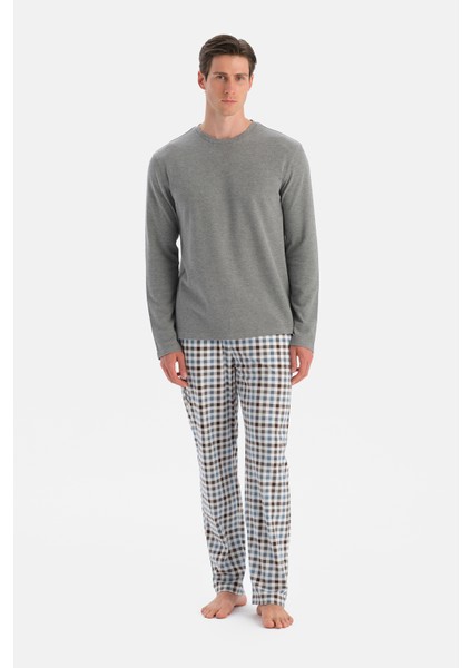 Gri Melanj Dikiş Detaylı Waffle Tişört Pantolon Pijama Takımı fırsatları
