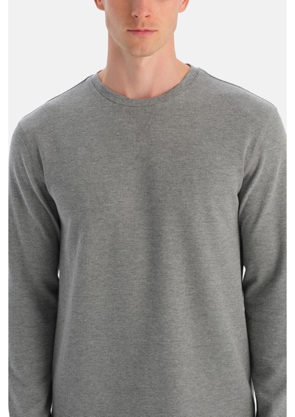 Gri Melanj Dikiş Detaylı Waffle Tişört Pantolon Pijama Takımı indirimleri