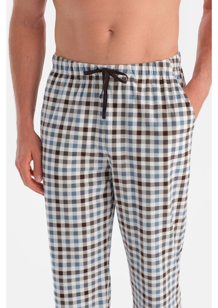 Gri Melanj Dikiş Detaylı Waffle Tişört Pantolon Pijama Takımı