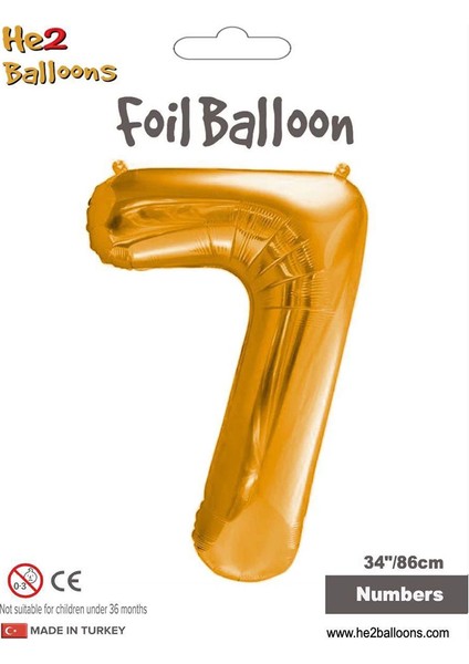7 Rakam Altın Folyo Balon 34"