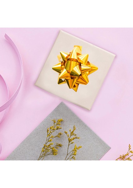 No:5 Altın Metalik Hediye Paketi Süsü