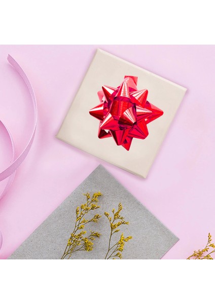 No:5 Kırmızı Metalik Hediye Paketi Süsü