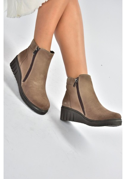 V324800402 Vizon Hakiki Deri Süet Kadın Bot modelleri