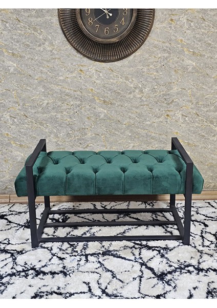 Siyah Boyalı Metal 80 cm Puf Bench - Antre Puf - Hol Bench - Puf - Oturak - Bench Yeşil Renk 90 x 45 Boyut/ebat fiyatları