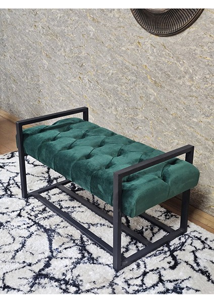 Siyah Boyalı Metal 80 cm Puf Bench - Antre Puf - Hol Bench - Puf - Oturak - Bench Yeşil Renk 90 x 45 Boyut/ebat fırsatları