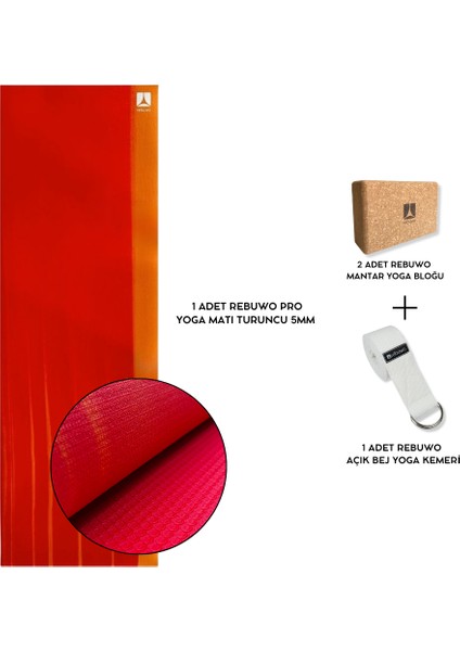 Pro Yoga-Meditasyon Seti–kaymaz Yüzey Pro Yoga Matı, Mantar Yoga Blokları, Yoga Kemeri