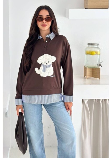 Garnili Ayıcık Nakışlı Sweatshirt fiyatları