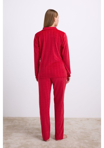 11565 Bayan Pijama Takım -Kırmı - -- M modelleri