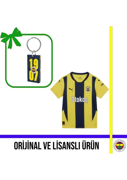 Lisanslı 24-25 Çubuklu Çocuk Forması ve Sarı-Lacivert 1907 Yazılı Anahtarlık