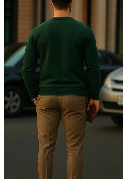 Erkek Comfort Fit Günlük Nakışlı Yeşil Sweatshirt fiyatları