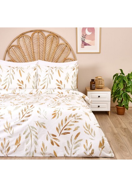 Soft Bulong Tek Kişilik Nevresim Takımı - Ekru / Yeşil