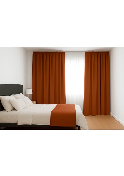 Kiremit Rengi Işık Geçirmez Kornişli Termal Blackout Karartma Perde fiyatları