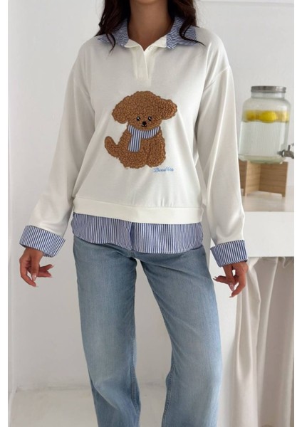Garnili Ayıcık Nakışlı Sweatshirt fiyatları