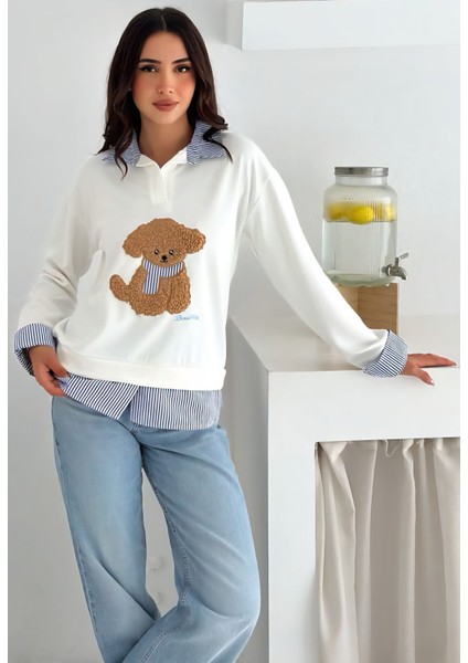 Garnili Ayıcık Nakışlı Sweatshirt modelleri