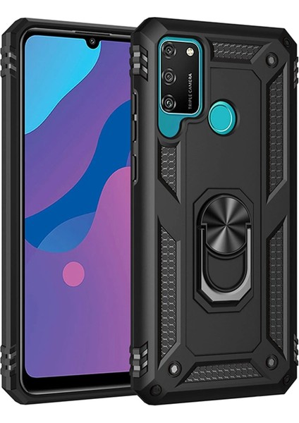 Bfs Huawei Y6P Kılıf Sofya Yüzüklü Silikon Kapak - Siyah