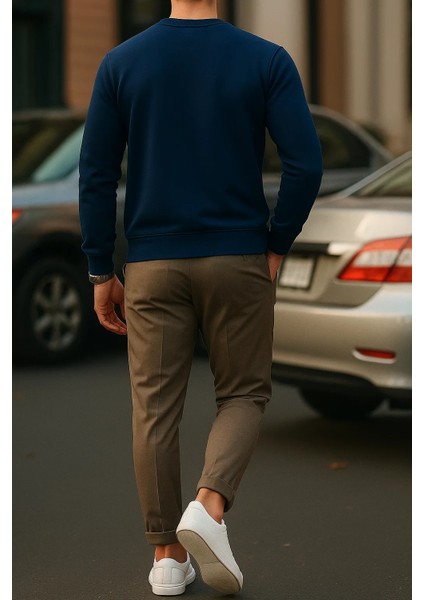 Erkek Comfort Fit Günlük Nakışlı Lacivert Sweatshirt indirimleri