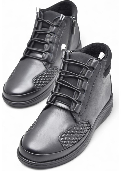 1454 Tam Ortopedik Siyah Hakiki Deri Kadın Bot Lastikli Fermuarlı Anne Kışlık Deri Bot fiyatları