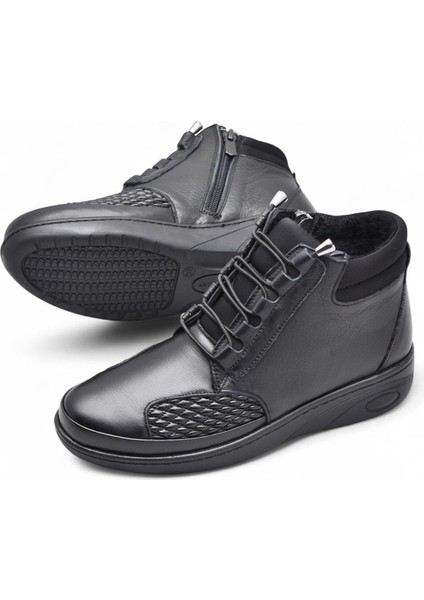 1454 Tam Ortopedik Siyah Hakiki Deri Kadın Bot Lastikli Fermuarlı Anne Kışlık Deri Bot fırsatları