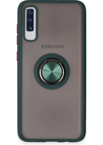 Bfs Samsung Galaxy A70 Kılıf Montreal Yüzüklü Silikon Kapak - Yeşil