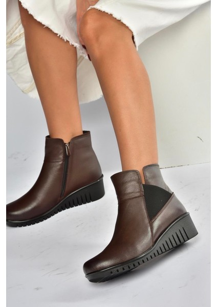 V324221103 Kahverengi Hakiki Deri Klasik Kadın Bot fırsatları
