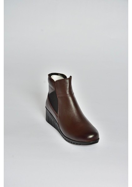 V324221103 Kahverengi Hakiki Deri Klasik Kadın Bot indirimleri