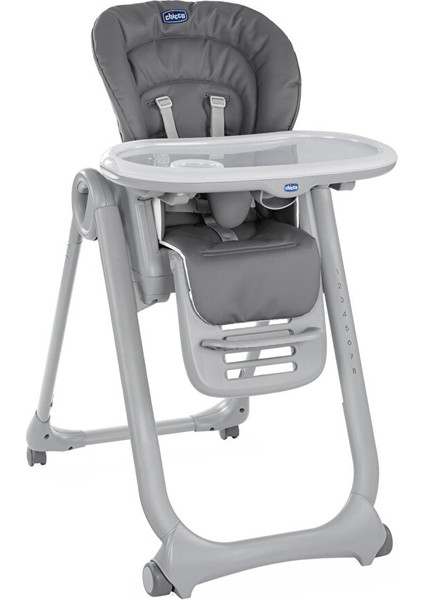 Polly Magic Mama Sandalyesi, 5 Noktalı Emniyet Kemerli, Kaymaz Ayaklı, 8 Kademeli Yükseklik Ayarlı, 6 Ay - 15 Kg, Koyu Gri