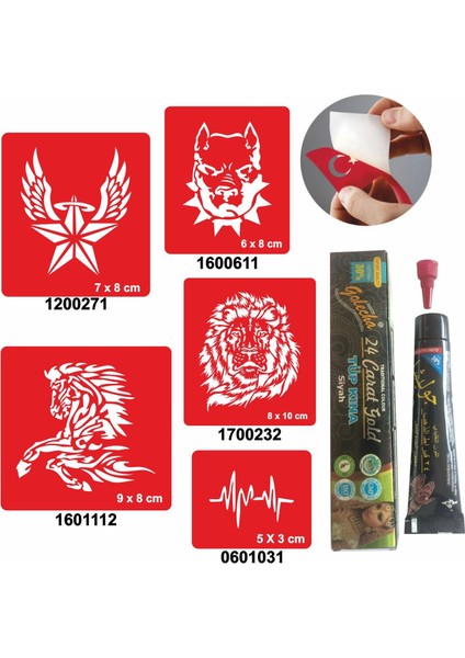Vahşi Hayvan Desenleri Hint Kınası ile Geçici Dövme Yapma Seti