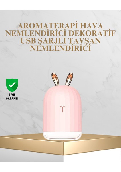 Tavşan Kulak Tasarımlı 200 ml USB Aroma Difüzör ve Hava Nemlendirici