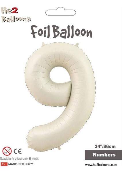 9 Rakam Krem Folyo Balon 34"