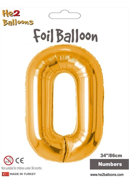 0 Rakam Altın Folyo Balon 34"