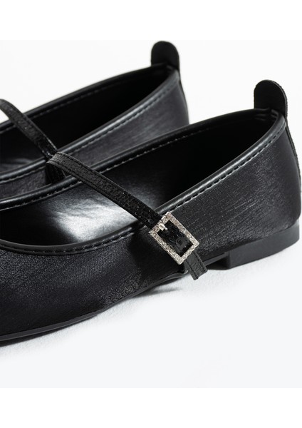 Felix Kadın Taş Tokalı Mary Jane Ayakkabı Babet modelleri