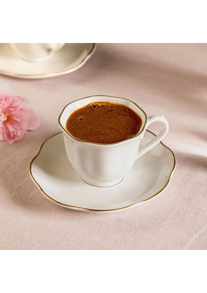 Nilüfer 12 Parça Kahve Fincan Takımı - Beyaz / Altın fiyatları