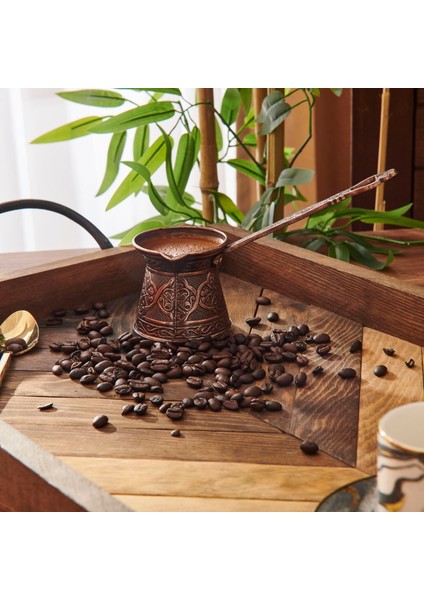 Metal Desenli Cezve No:2 - Kahverengi - 110 ml