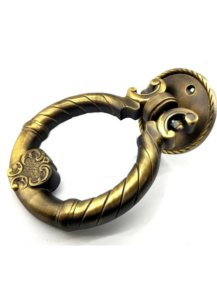 Antika Tarz Dekoratif Pirinç Saray Kapı Tokmağı, Taktak 97MM, Antik